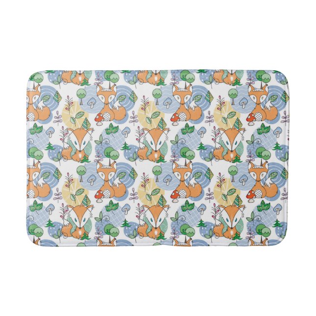 Cute Little Fox Pattern Bath Mat (Front)