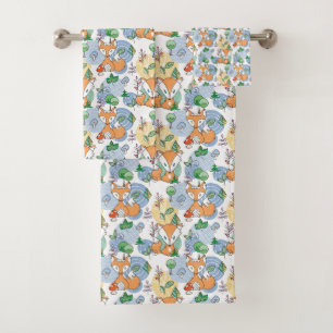 Cute Little Fox Pattern Bath Towel Set