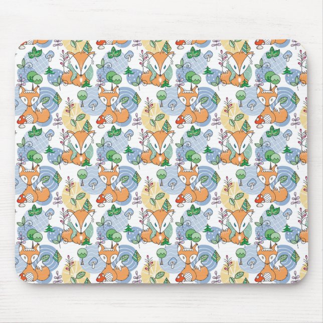 Cute Little Fox Pattern Mouse Mat (Front)