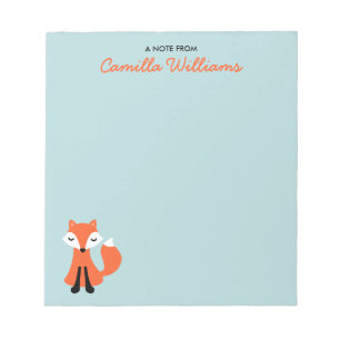 Cute little fox personalised name notepad