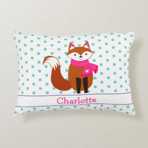 Cute Little Fox Pink Personalised Nursery Decorative Cushion