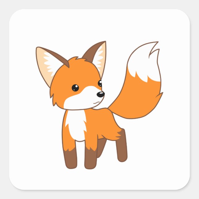 Cute Little Fox Square Sticker (Front)