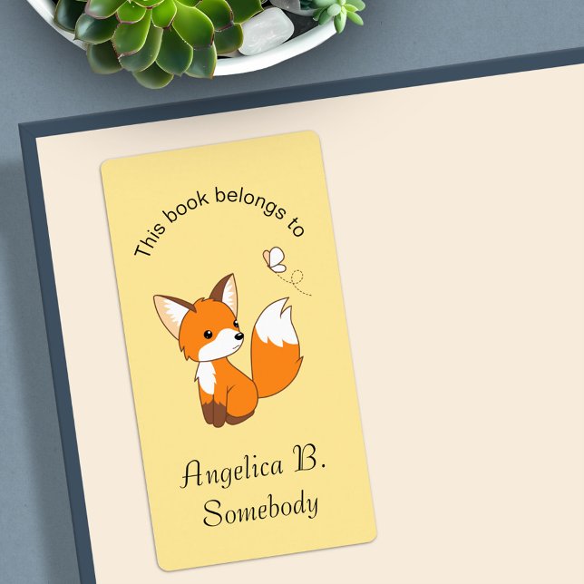 Cute Little Fox Watching Butterfly Bookplate (Creator Uploaded)