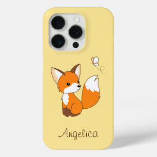 Cute Little Fox Watching Butterfly iPhone 15 Pro Case