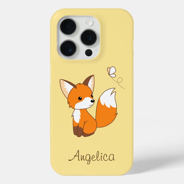 Cute Little Fox Watching Butterfly Case-Mate iPhone Case (Back)
