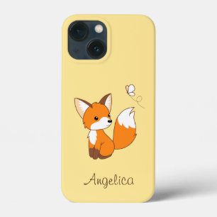 Cute Little Fox Watching Butterfly iPhone 13 Mini Case