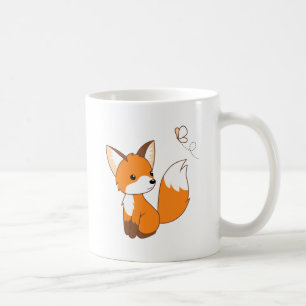 Cute Little Fox Watching Butterfly Coffee Mug
