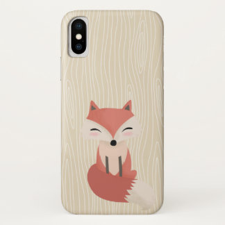 Cute Little Fox Woodland Animal Woodgrain iPhone X Case