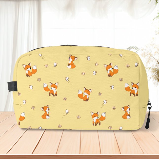 Cute Little Foxes Pattern on Yellow Dopp Kit (Creator Uploaded)