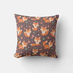 Cute Little Foxes Throw Pillow