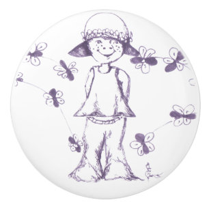 Cute little freckled face with a glint in the eye ceramic knob