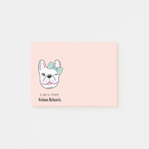 Cute Little French Bulldog Peach Personalised Post-it Notes