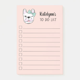 Cute Little French Bulldog Peach Personalised Post-it Notes