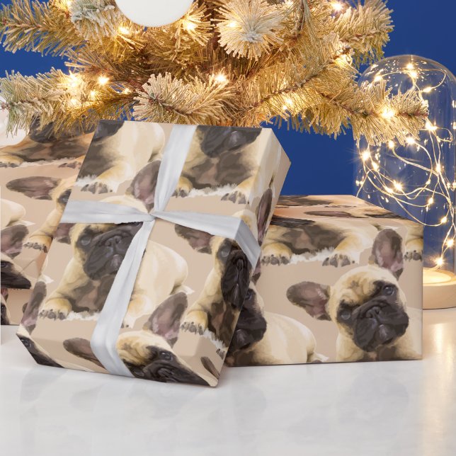 Cute Little French Bulldog Pet Animal Pattern Wrapping Paper (Holidays)