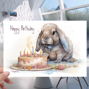 Cute Little French Lop Bunny Rabbit - birthday Card