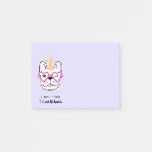 Cute Little Frenchie Personalised | Purple Post-it Notes
