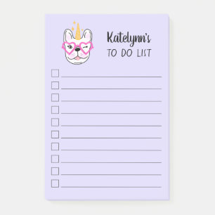 Cute Little Frenchie Unicorn   Purple Personalised Post-it Notes