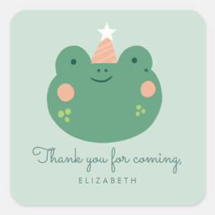 Cute Little Frog Birthday Square Sticker