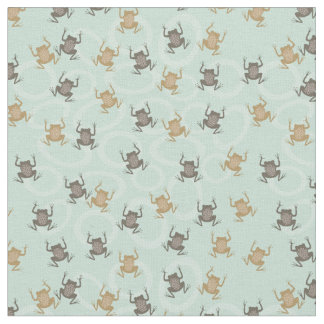 Cute Little Frogs Natural Green Fabric