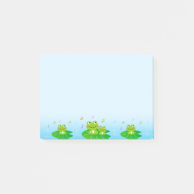 Cute Little Frogs on Light Blue Post-it Notes (Front)