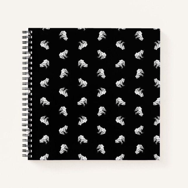 Cute Little Frogs Pattern Frog Art Design Black Notebook (Front)