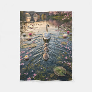 Cute Little Frogs Playing In Water Nature Art Flee Fleece Blanket