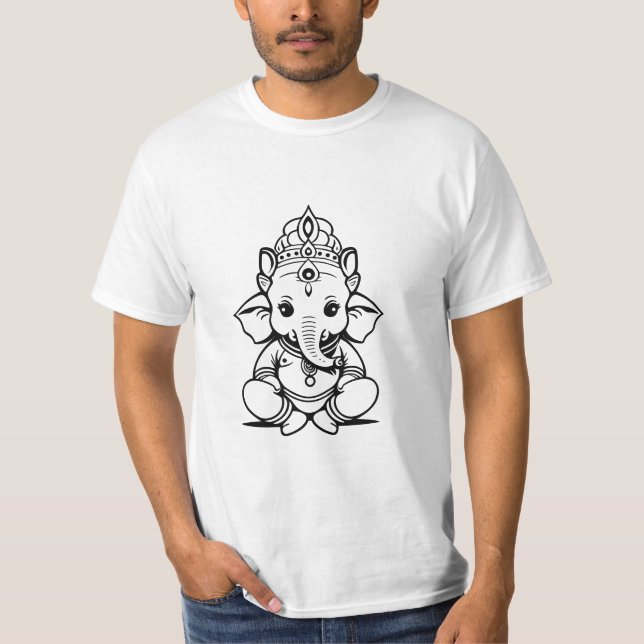 Cute Little Ganesha Symbol, Hinduism Indian God  T-Shirt (Front)