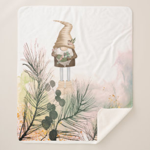 Cute Little Garden Gnome Gardening Nature Art Sherpa Blanket
