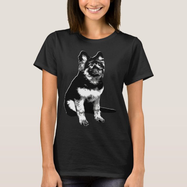 Cute Little German Shepherd Puppy Dog T-Shirt (Front)