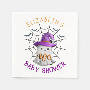 Cute little ghost and spiderweb BOO baby shower Napkin