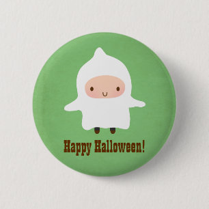 Cute Little Ghost Boy Non Spooky Halloween Button