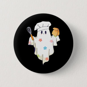 Cute Little Ghost Chef Funny Lunch Lady Cafeteria 6 Cm Round Badge