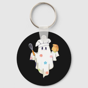 Cute Little Ghost Chef Funny Lunch Lady Cafeteria Key Ring