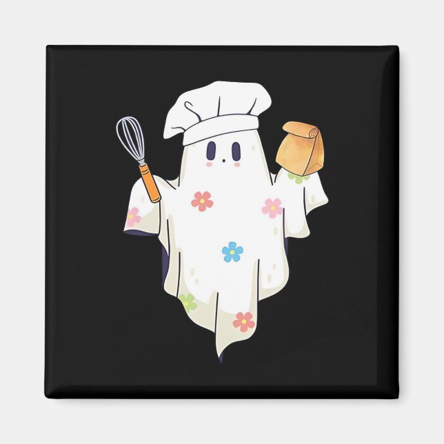 Cute Little Ghost Chef Funny Lunch Lady Cafeteria  Magnet (Front)