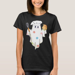 Cute Little Ghost Chef Funny Lunch Lady Cafeteria T-Shirt
