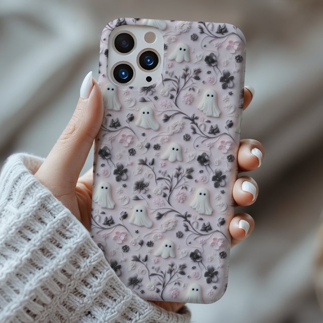 Cute Little Ghost Floral 3D Phone Case (Creator Uploaded)
