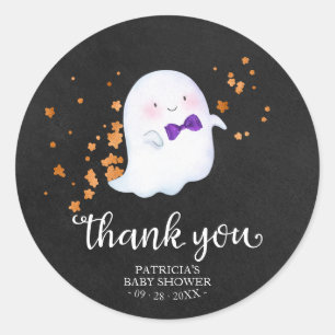 Cute Little Ghost Halloween Baby Shower Thank You  Classic Round Sticker