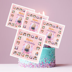 Cute Little Ghost Halloween Birthday Girl Photo Napkin