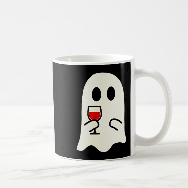 Cute Little Ghost Red Wine Gl Halloween  Coffee Mug (Right)