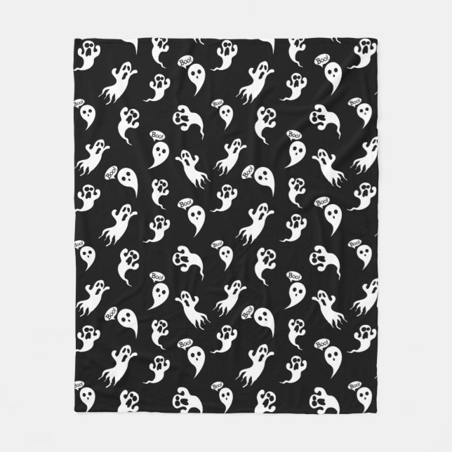 Cute little Ghosts Scary Fun Halloween  Fleece Blanket (Front)