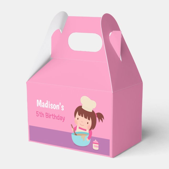 Cute Little Girl Baking Chef Birthday Party Favour Box (Front Side)