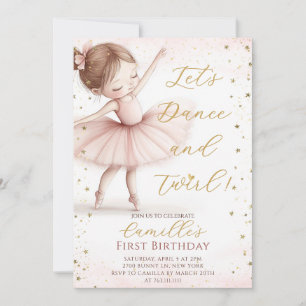 Cute Little Girl Ballerina birthday Invitation