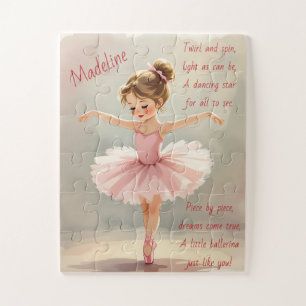 Cute Little Girl Ballerina in Pink Tutu and Poem Jigsaw Puzzle