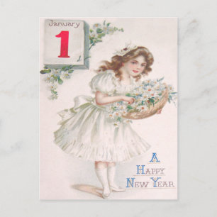 Cute Little Girl Basket Daisy Daisies Postcard