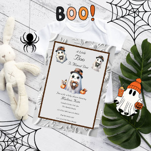 Cute Little Girl Boo Halloween Baby Shower  Invitation