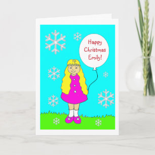 Cute Little Girl Christmas Card