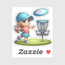 Cute Little Girl Disc Golf Cartoon 