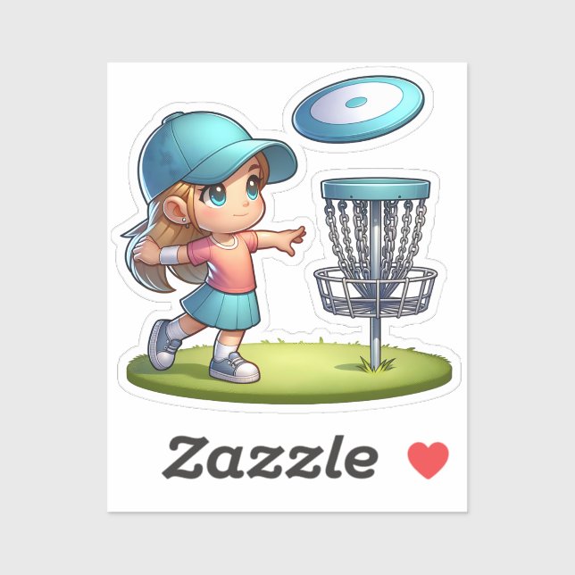 Cute Little Girl Disc Golf Cartoon  (Sheet)