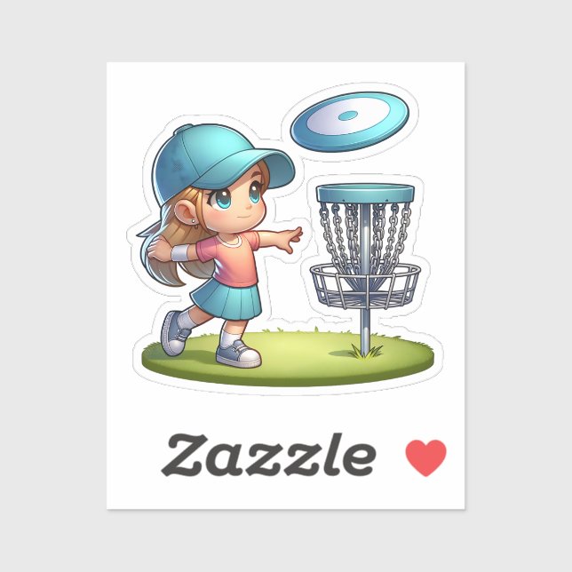 Cute Little Girl Disc Golf Cartoon  (Sheet)