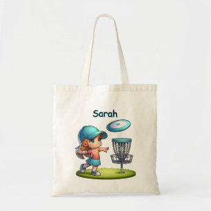 Cute Little Girl Disc Golf Cartoon Personalised Tote Bag